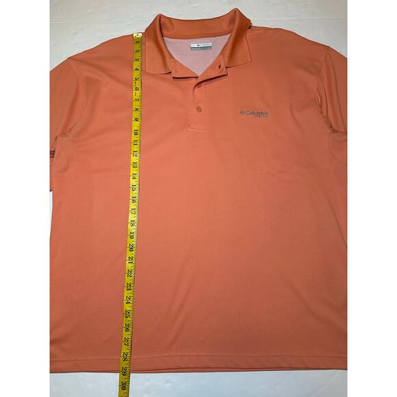 Columbia PFG Polo Shirt Mens L Omni Shade Orange Vented Fishing - Picture 2 of 8